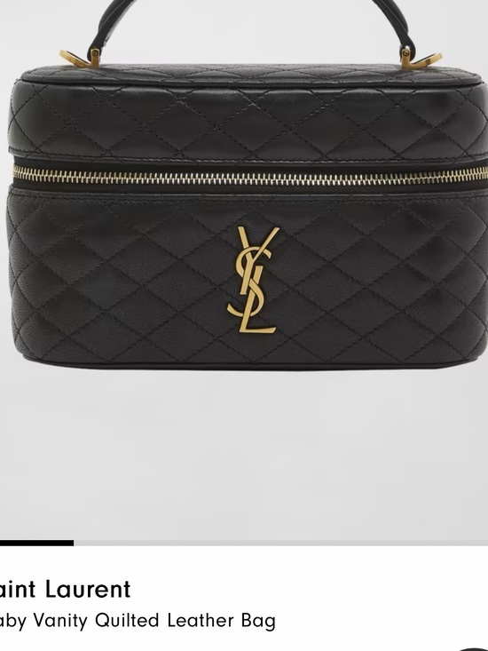 Saint Laurent Handbags - Saint Laurent Black Quilted Leather Vanity Case with Gold Hardware